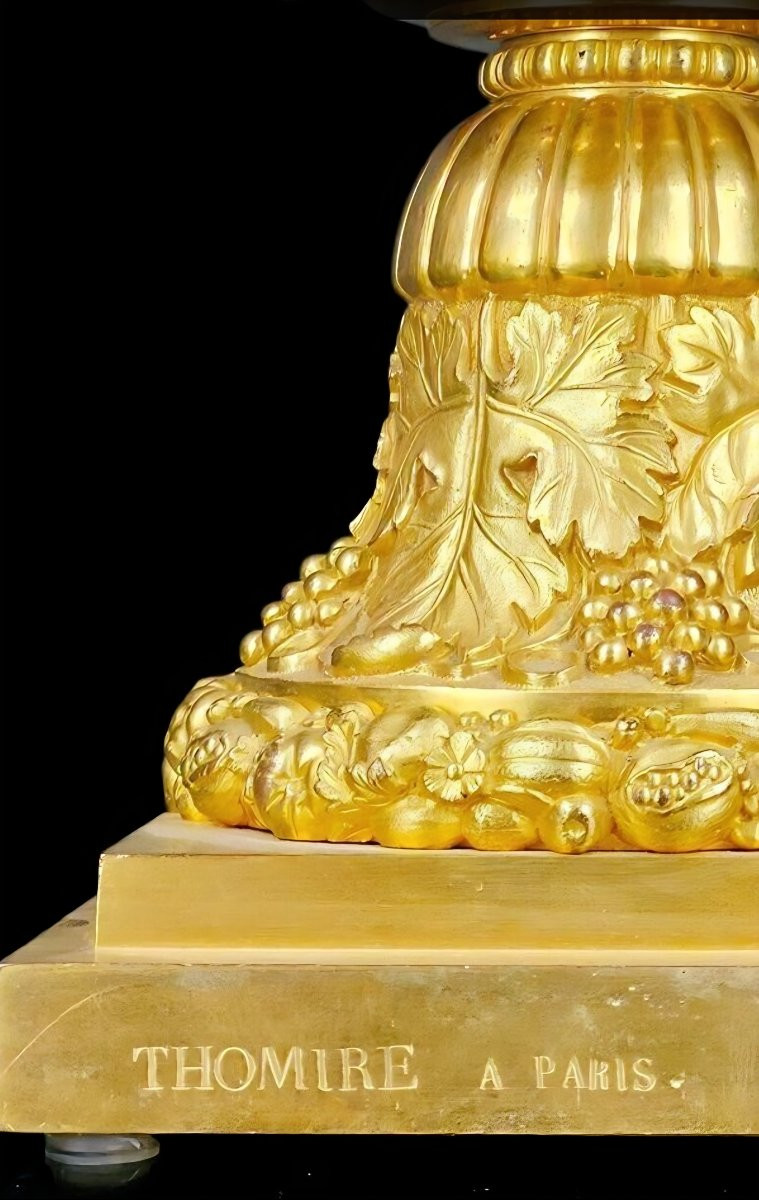 Pair Of Display Stands In Gilt Bronze And Crystal, Signed "thomire à Paris".-photo-4