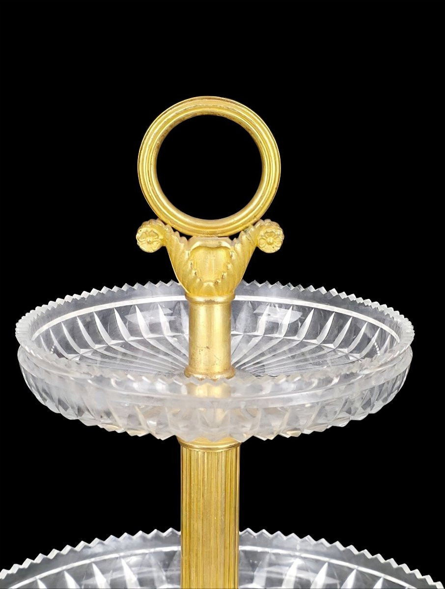 Pair Of Display Stands In Gilt Bronze And Crystal, Signed "thomire à Paris".-photo-2