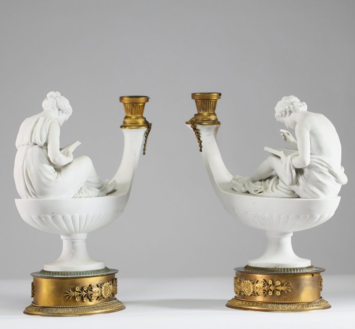 Pair Of Porcelain Oil Lamps, Boizot And Thomire. -photo-3