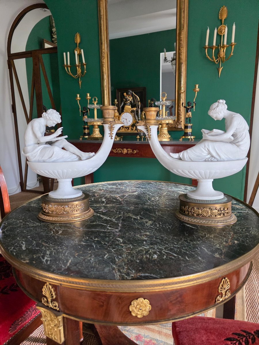 Pair Of Porcelain Oil Lamps, Boizot And Thomire. -photo-6