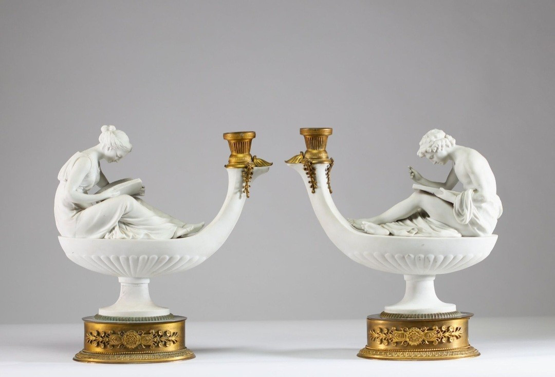 Pair Of Porcelain Oil Lamps, Boizot And Thomire. 