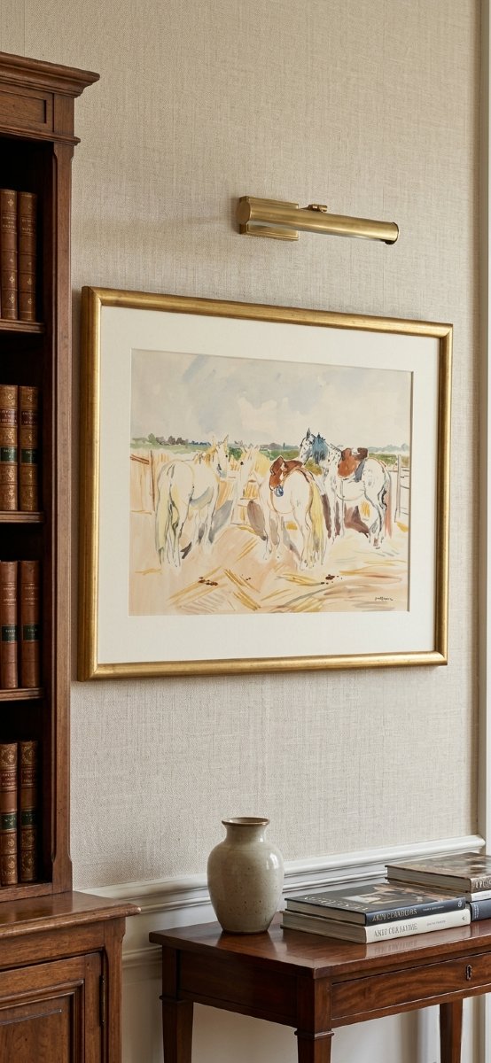 Yves BRAYER "Chevaux en Camargue",Grande aquarelle originale signée. 75cm/55cm.-photo-6