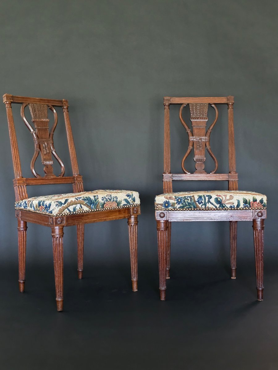 Georges Jacob/château De Villiers-le-bâcle, Pair Of Louis XVI-style Chairs. -photo-2