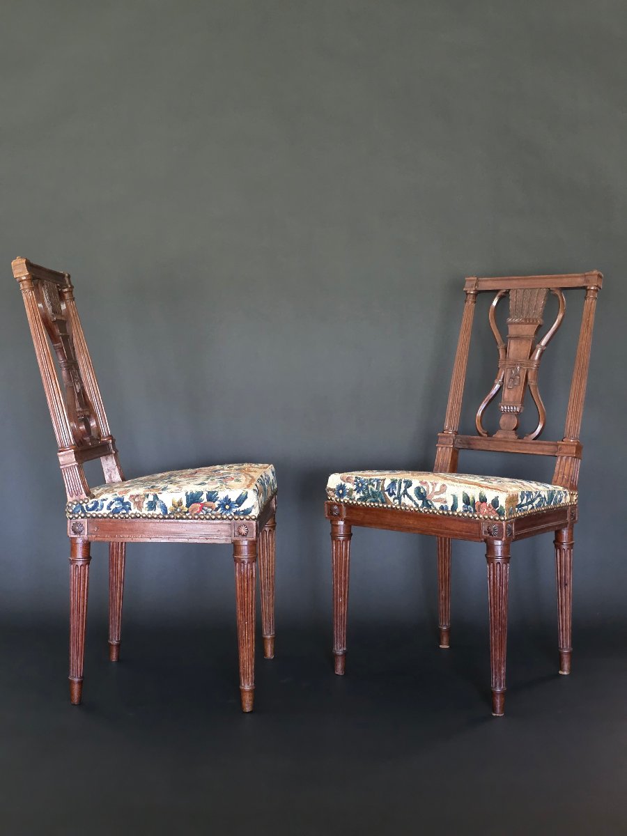 Georges Jacob/château De Villiers-le-bâcle, Pair Of Louis XVI-style Chairs. -photo-3