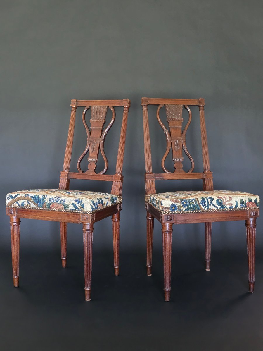 Georges Jacob/château De Villiers-le-bâcle, Pair Of Louis XVI-style Chairs. -photo-1