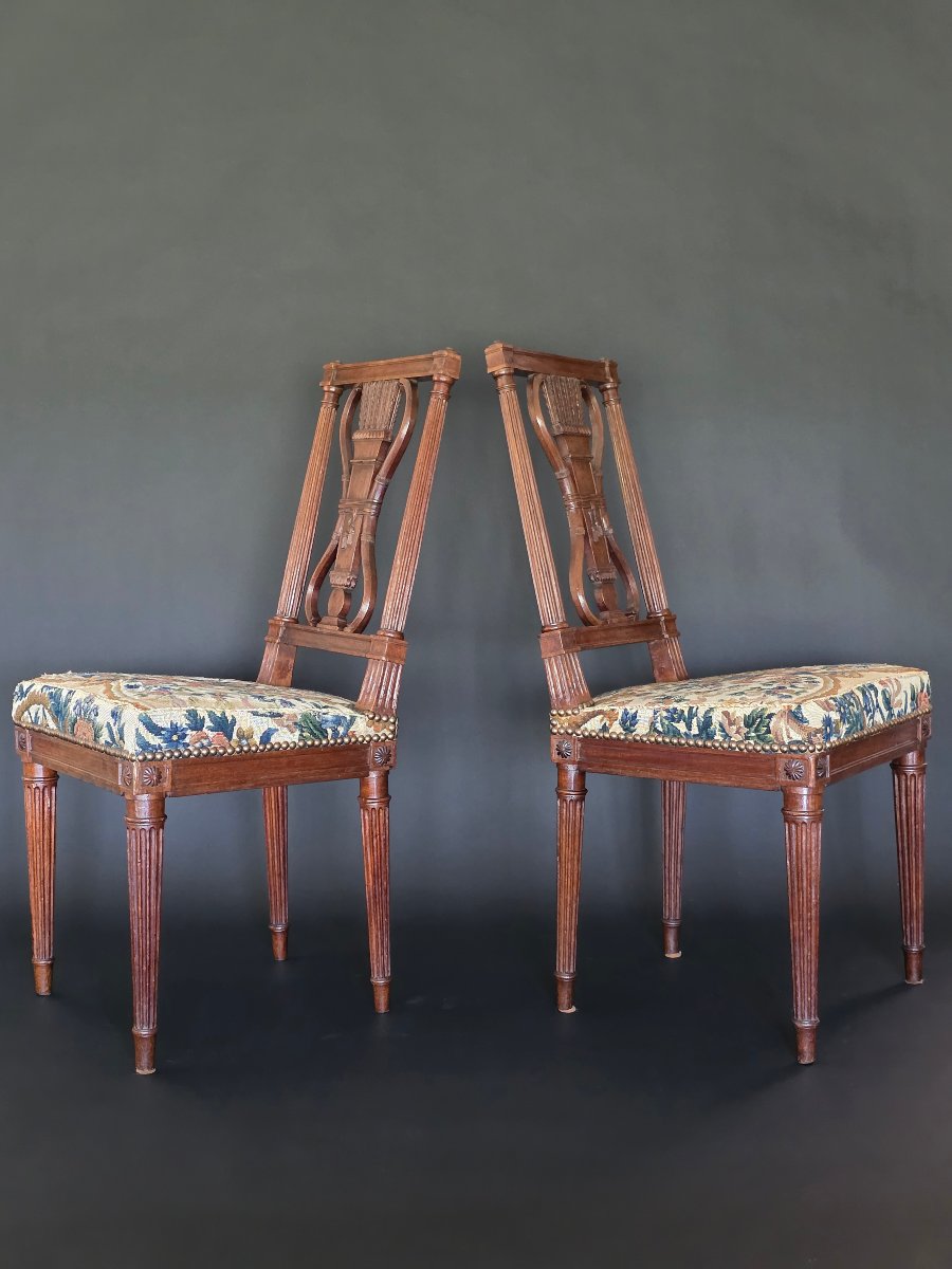 Georges Jacob/château De Villiers-le-bâcle, Pair Of Louis XVI-style Chairs. -photo-2