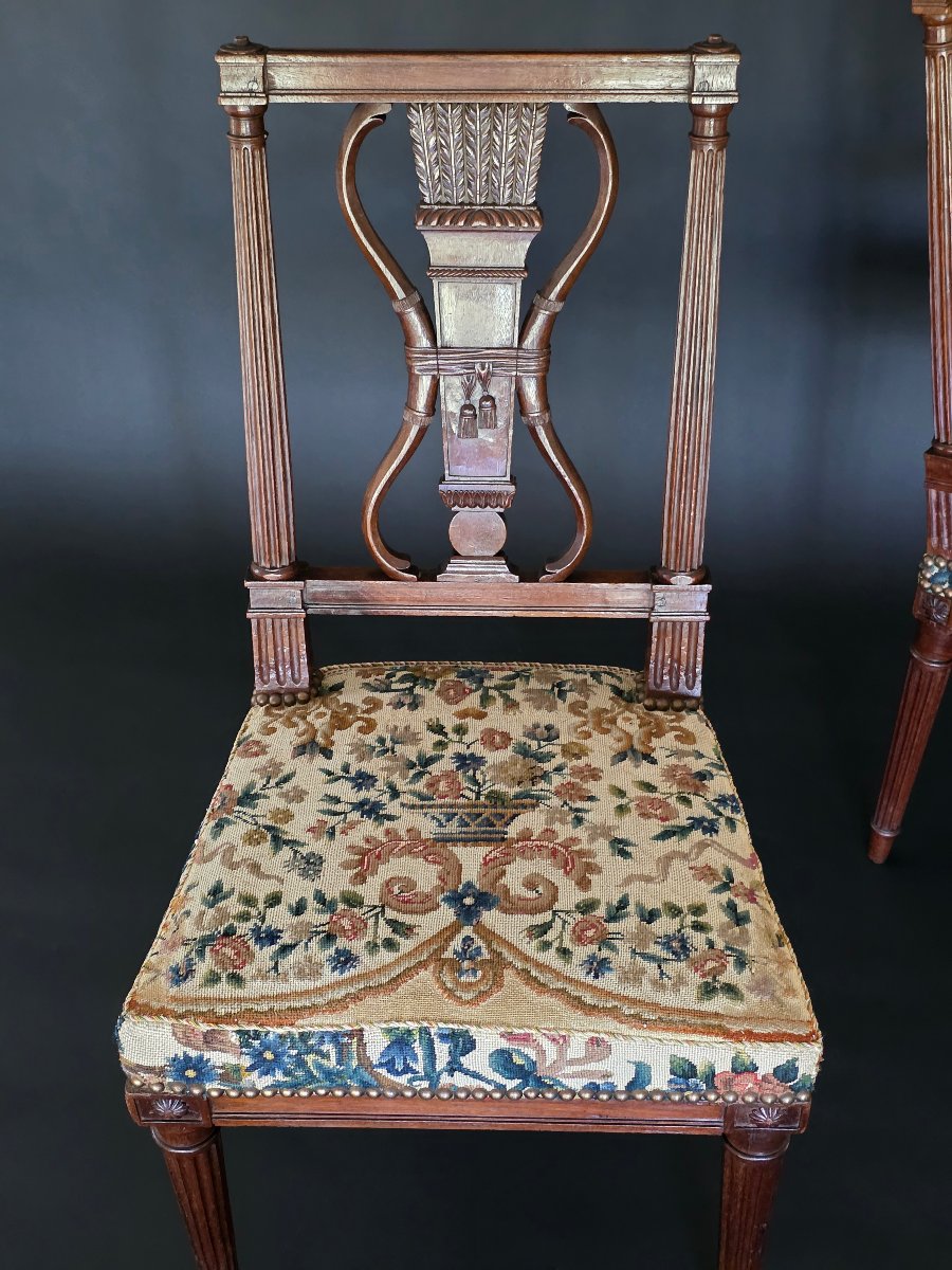 Georges Jacob/château De Villiers-le-bâcle, Pair Of Louis XVI-style Chairs. -photo-3