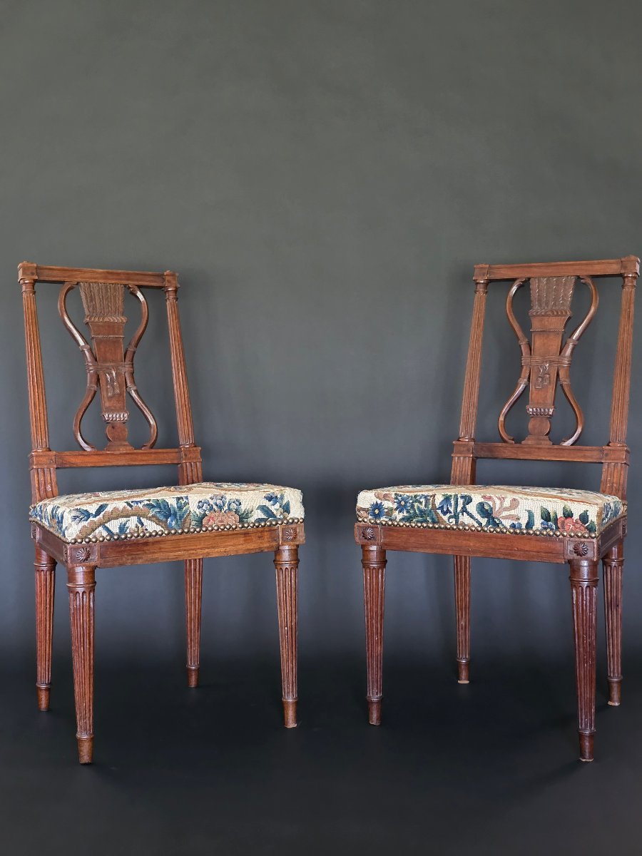 Georges Jacob/château De Villiers-le-bâcle, Pair Of Louis XVI-style Chairs. 