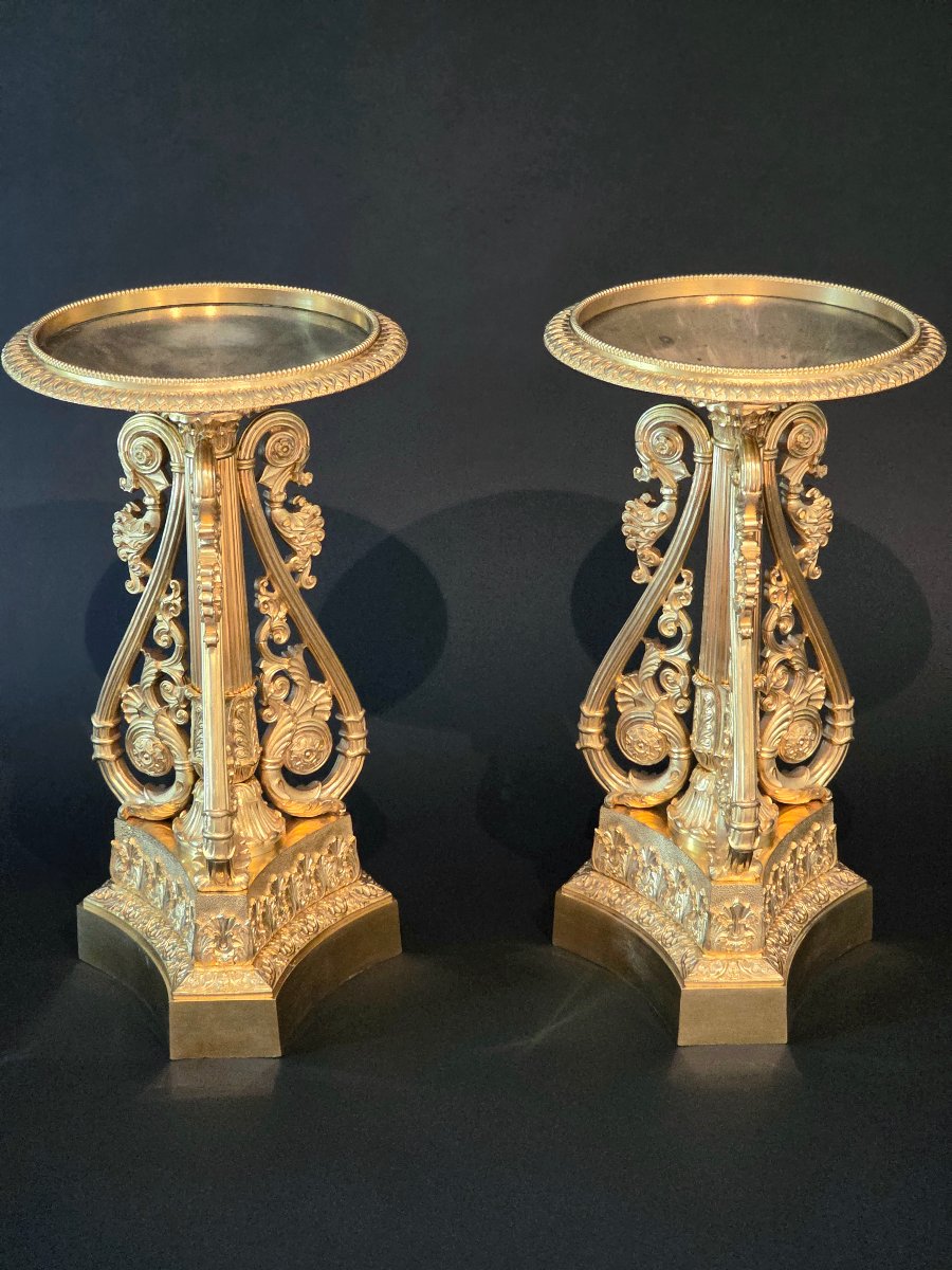 Thomire, Large Pair Of Tazza, Early 19th Century. -photo-2