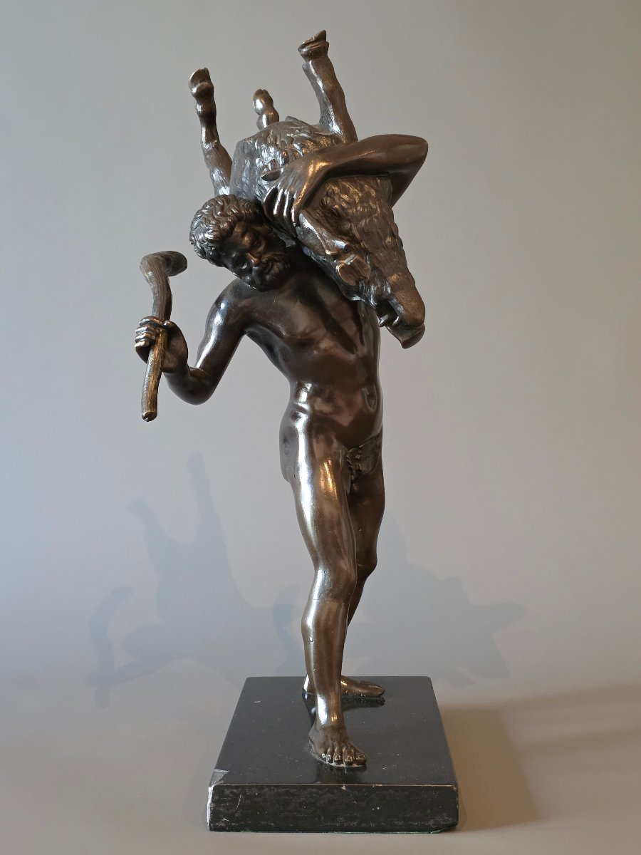 Hercules And The Erymanthian Boar, By Giambologna. 19th-century Bronze. -photo-2