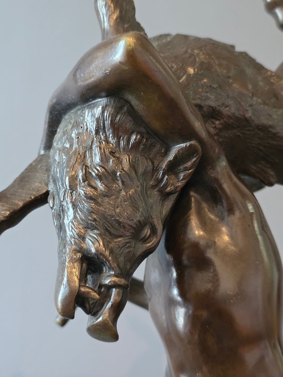 Hercules And The Erymanthian Boar, By Giambologna. 19th-century Bronze. -photo-7