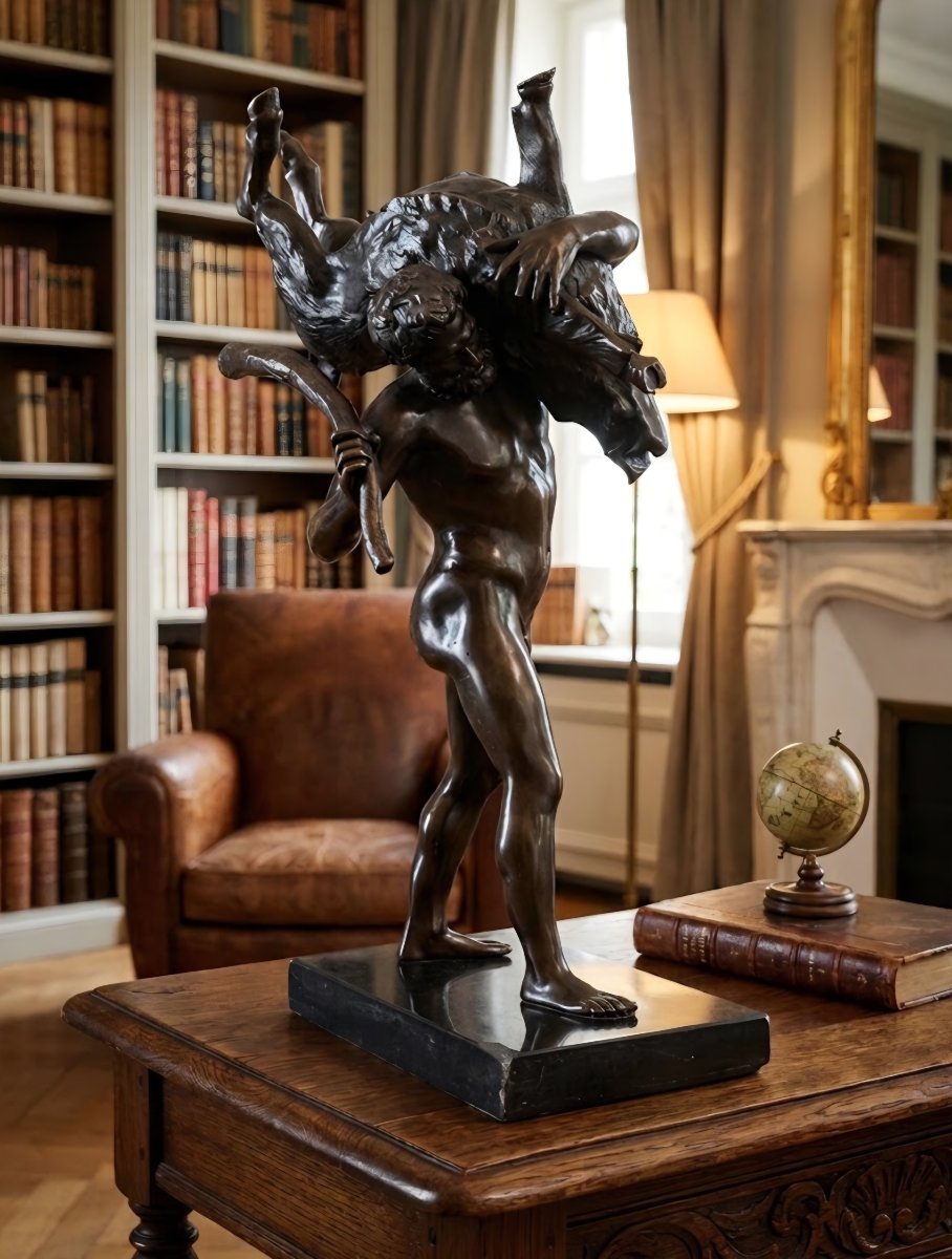 Hercule et le Sanglier d'Érymanthe, Giambologna. Bronze du XIXe siècle. -photo-8