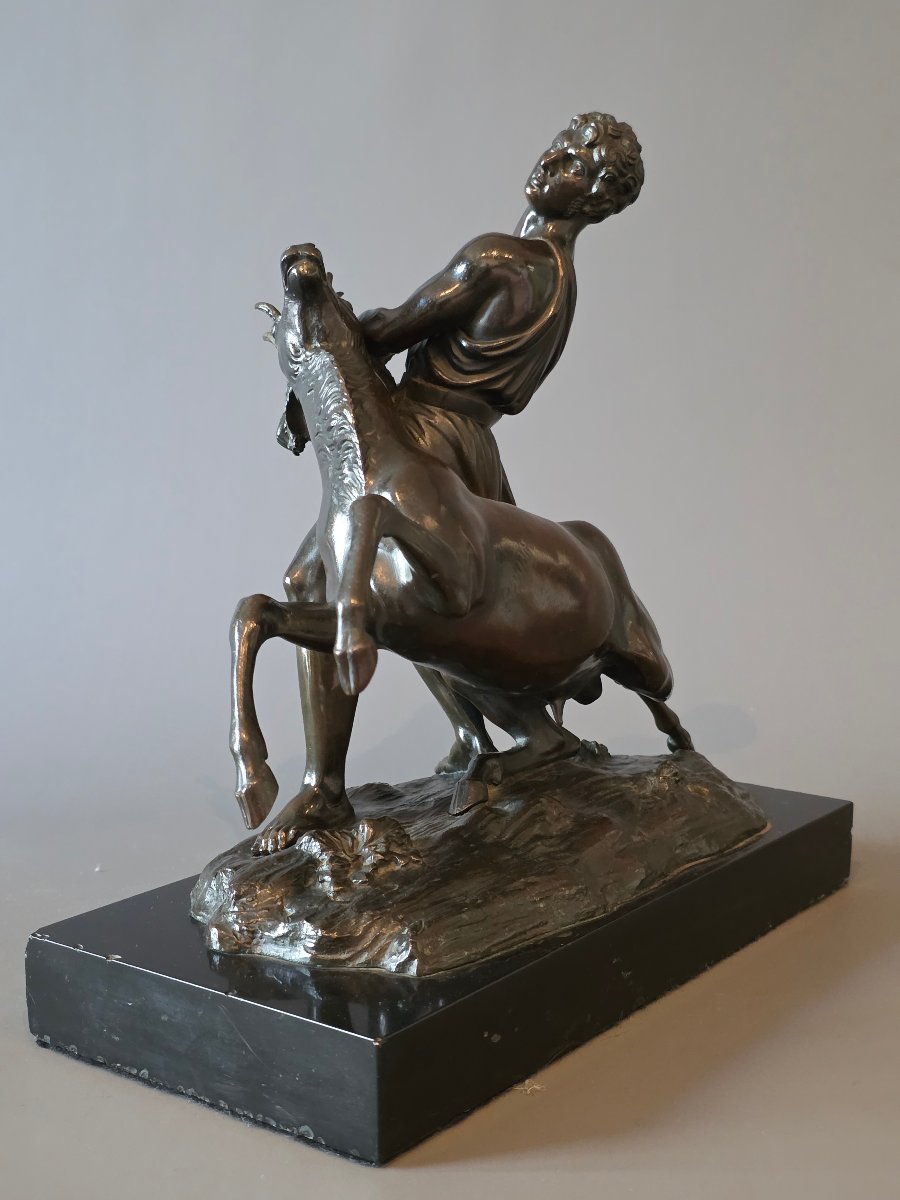 Hercules And The Ceryneian Hind, A Rare 19th-century Bronze Sculpture. -photo-3