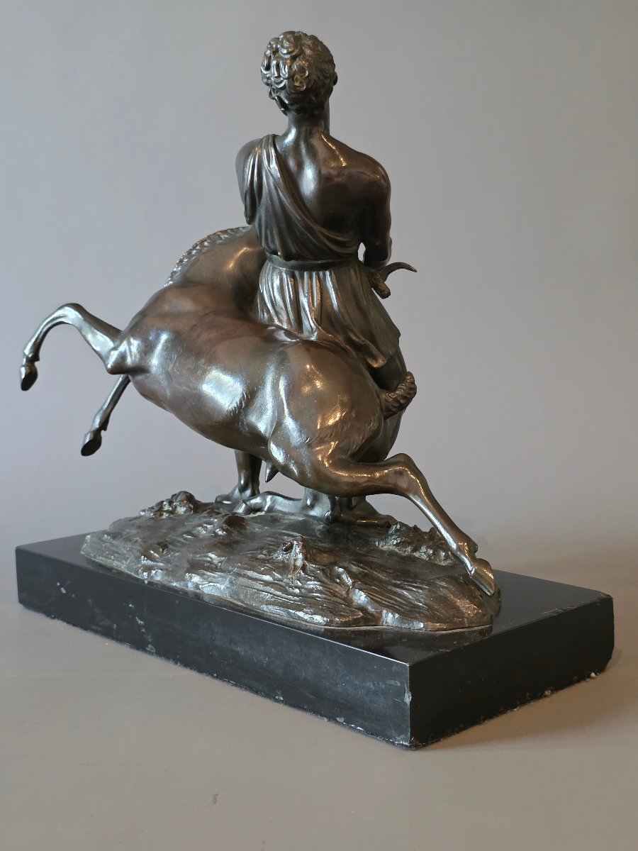 Hercules And The Ceryneian Hind, A Rare 19th-century Bronze Sculpture. -photo-1