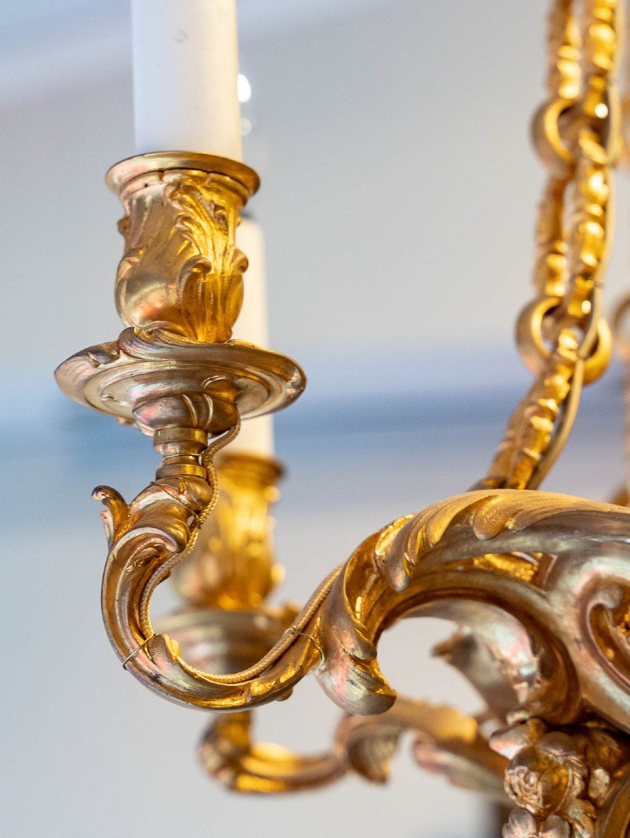 Chandelier In Crystal And Gilt Bronze XIXth-photo-1