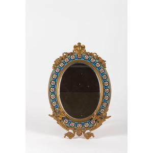 Miroir En Bronze Et Email Cloisonné Fin XIX Eme