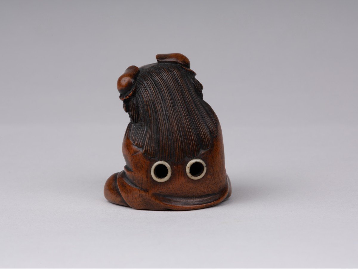 Netsuke En Bois Sculpté Par Sukeyuki - Danseur De Shishimaï. Japon Edo-photo-2