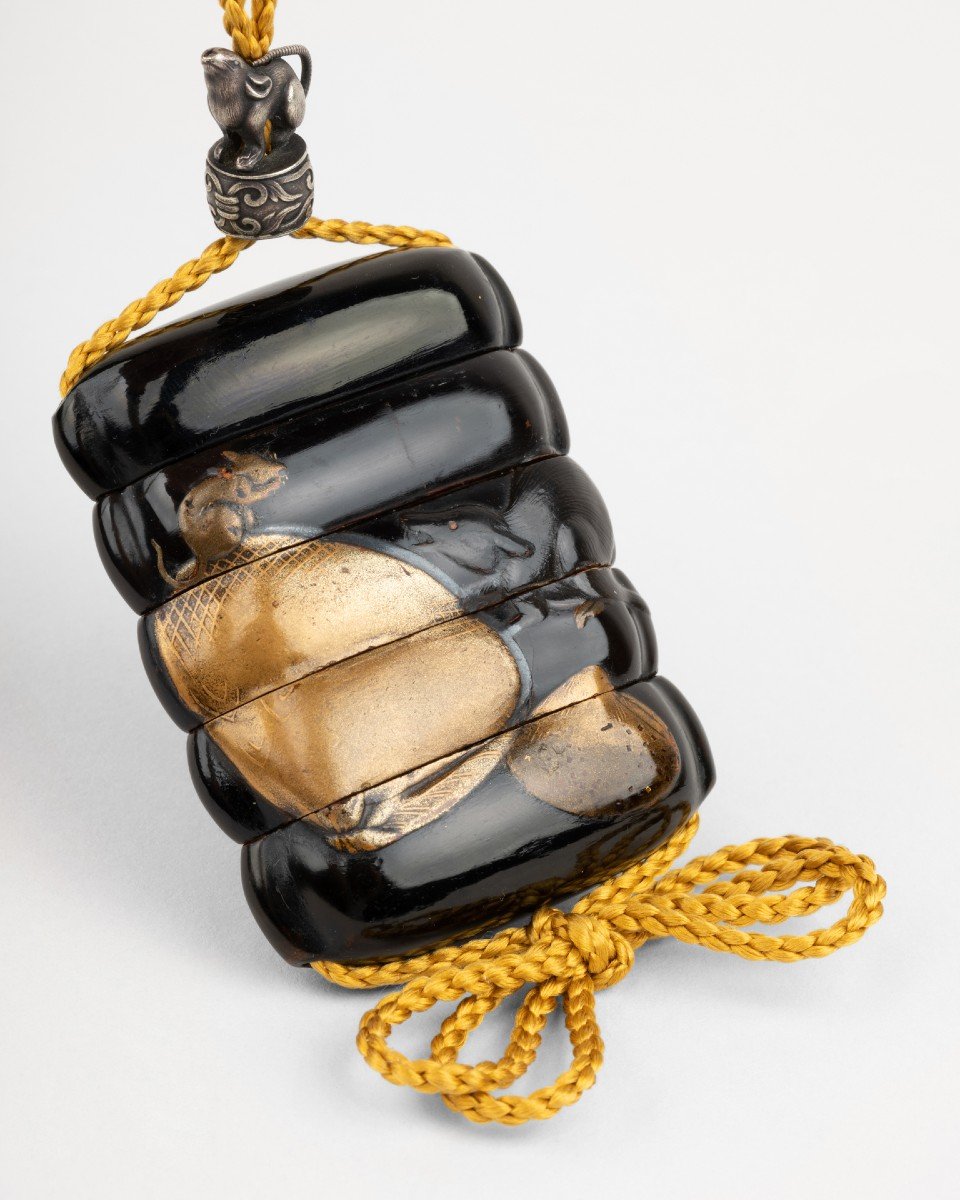 Inro En Laque, Rats Et Souris Jouant Sur Des Coquillages. Japon Edo-photo-3