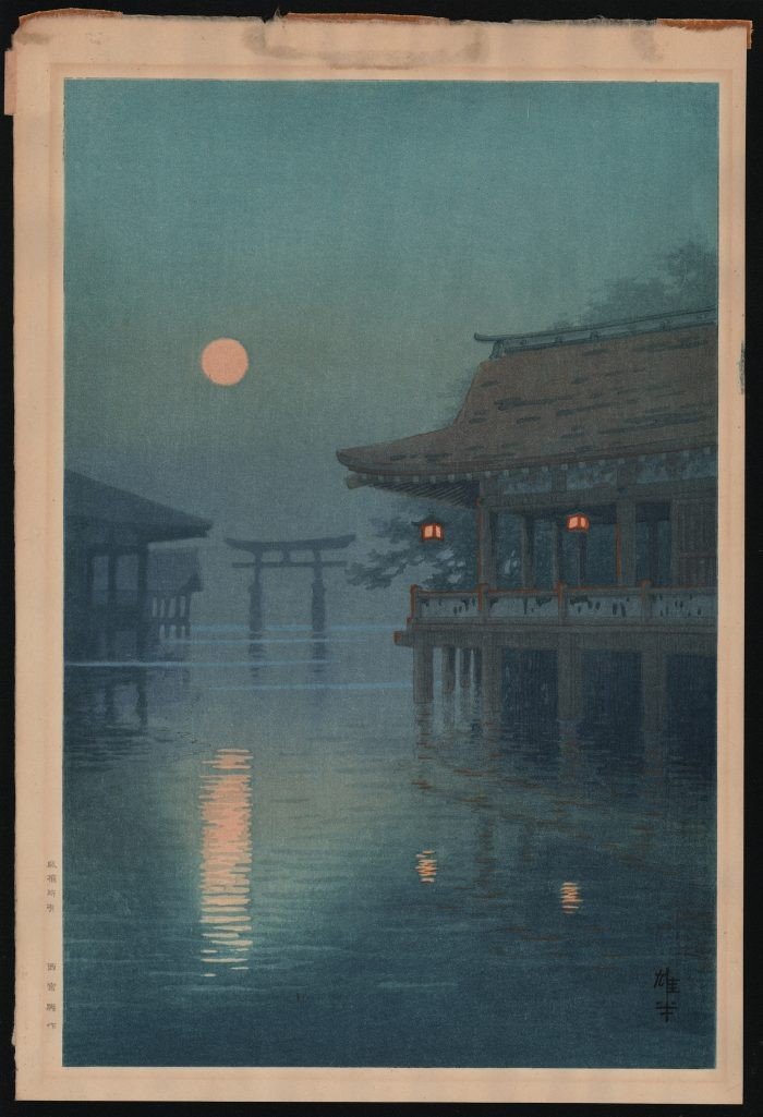 Yuhan Ito (1867 – 1942) Full Moon At Miyajima Japanese Print. Japan-photo-2