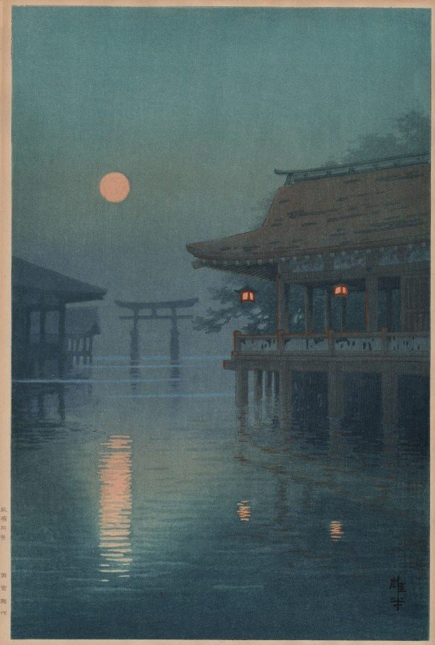 Yuhan Ito (1867 – 1942) Full Moon At Miyajima Japanese Print. Japan-photo-3
