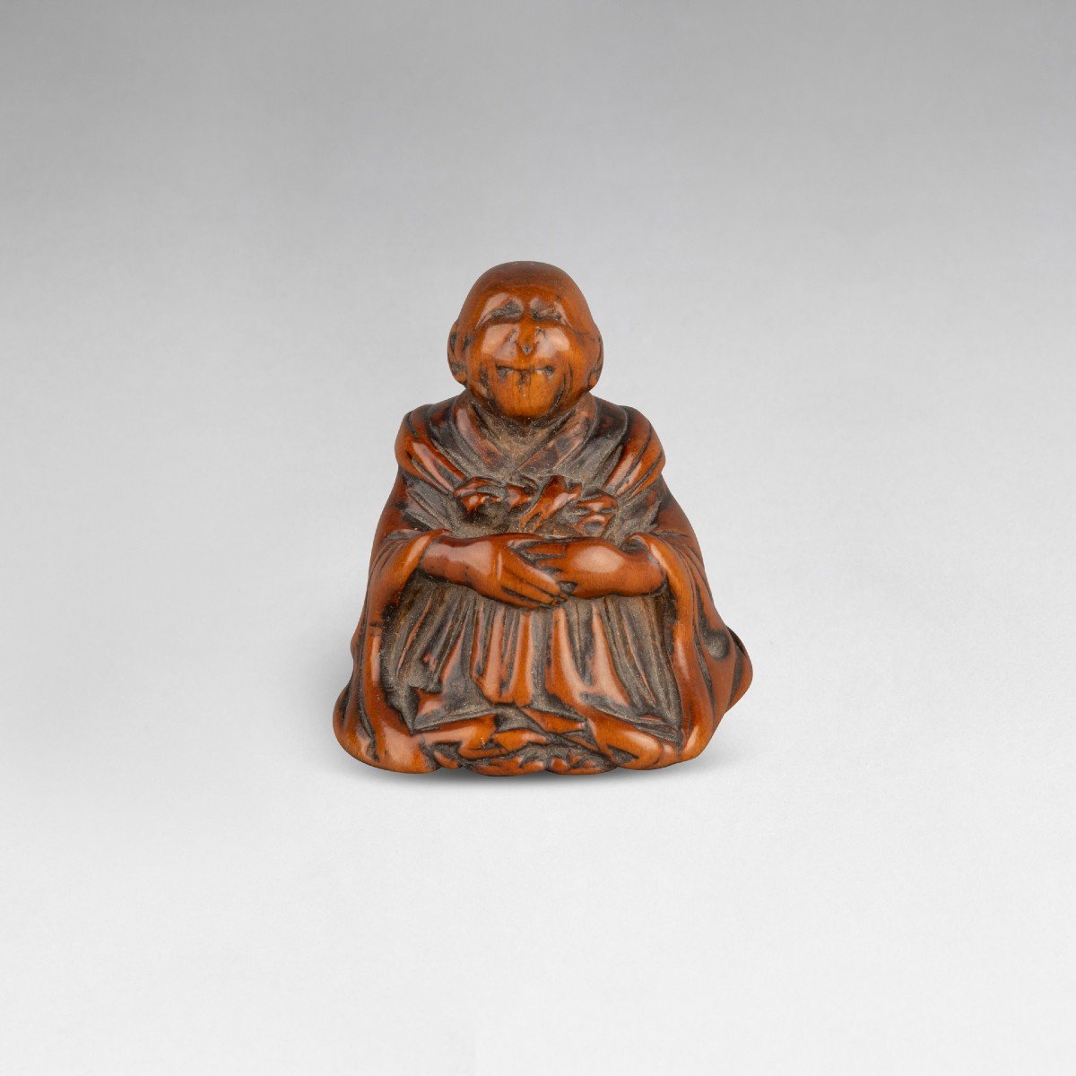 Netsuke - Saigyo Hoshi Looking At Fuji. Japan Edo-photo-3