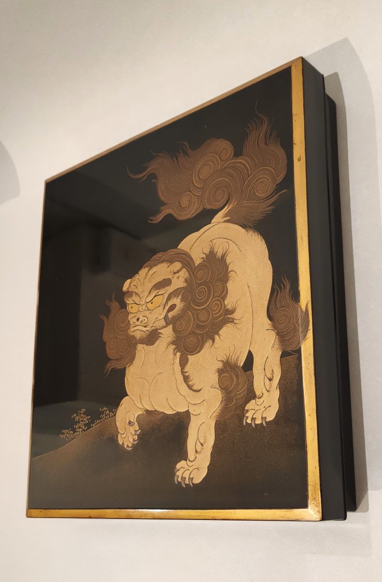 Suzuribako – Japanese Lacquer Writing Box In Shishi, Meiji Japan-photo-6