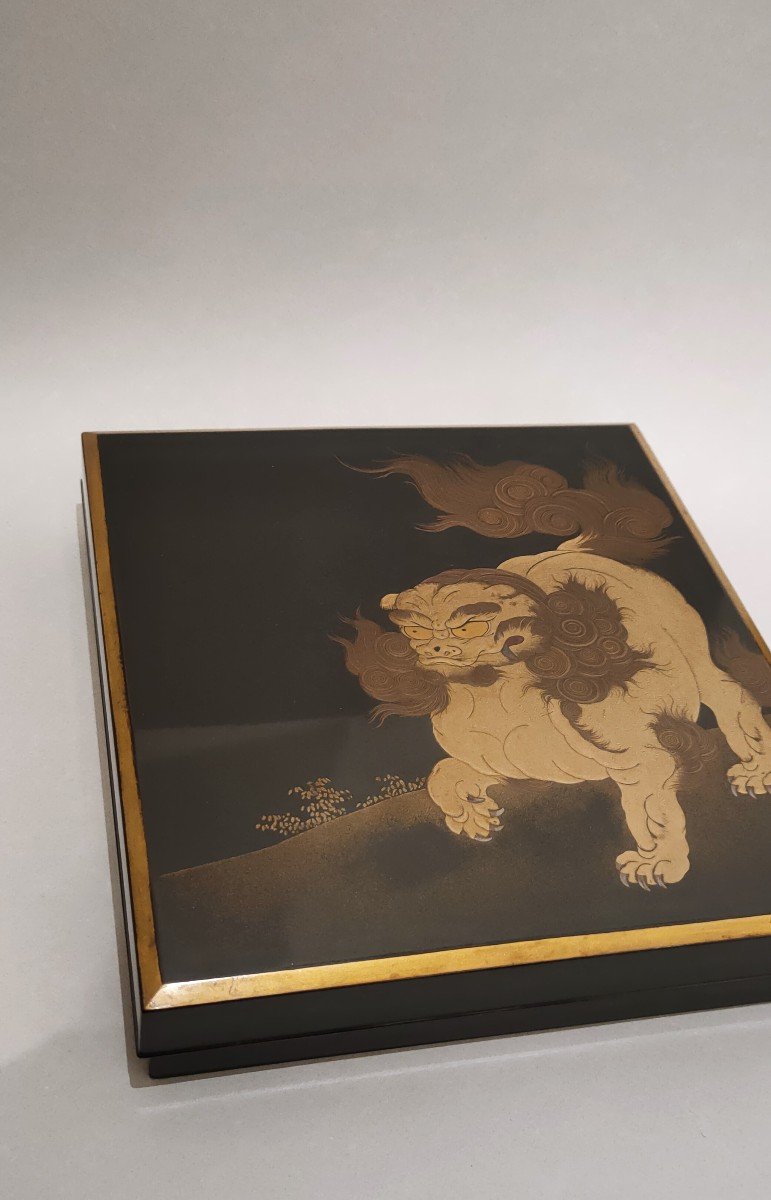 Suzuribako – Japanese Lacquer Writing Box In Shishi, Meiji Japan-photo-7
