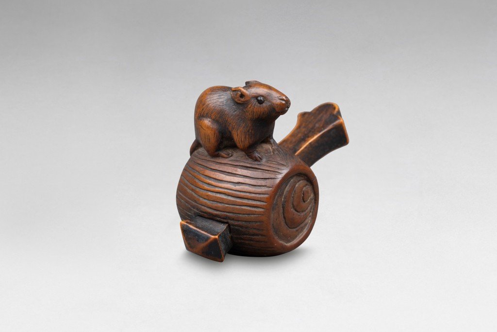 Netsuke – A Rat  Perched On Top Of Daikoku’s Mallet. Japan Edo