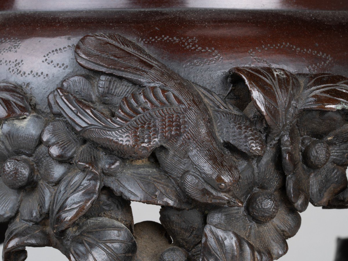Bronze Incense Burner / Censer – Koro Decorated With Birds And A Large Shishi Japan-photo-1