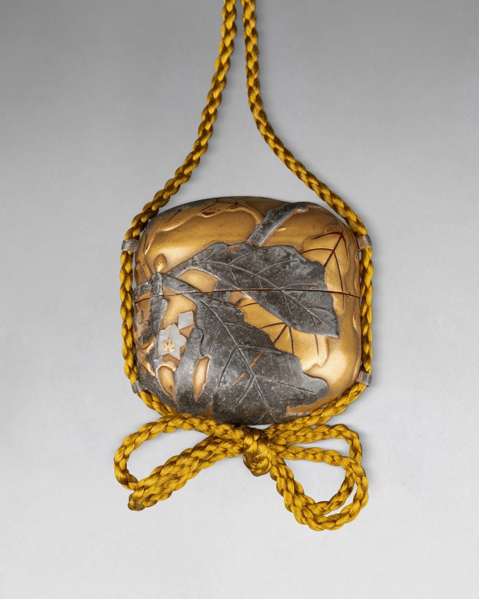 Inro - Rare Small Model In Gold Lacquer Urushi, Koetsu, Rimpa, Kôrin. Japan Edo-photo-1