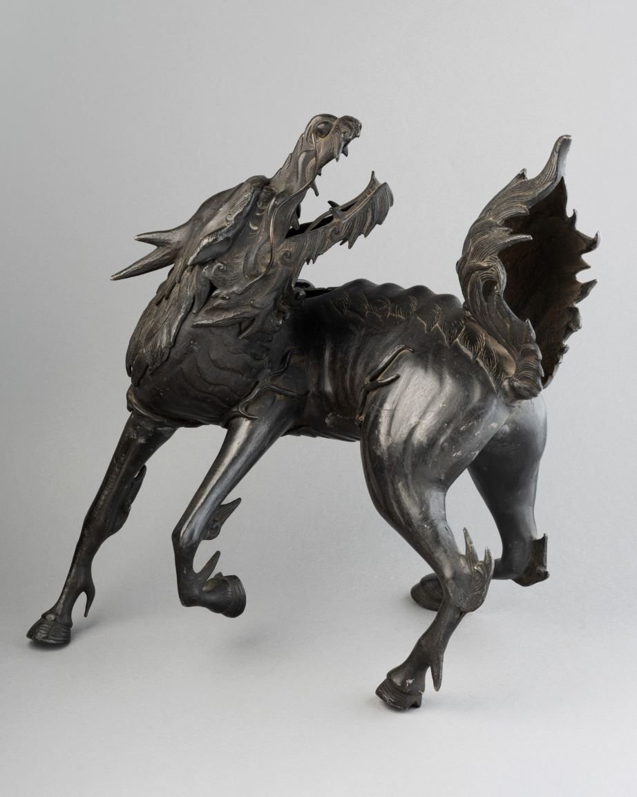 Incense Burner. Japanese Bronze Depicting A Large Kirin. Edo Period, Japan-photo-2