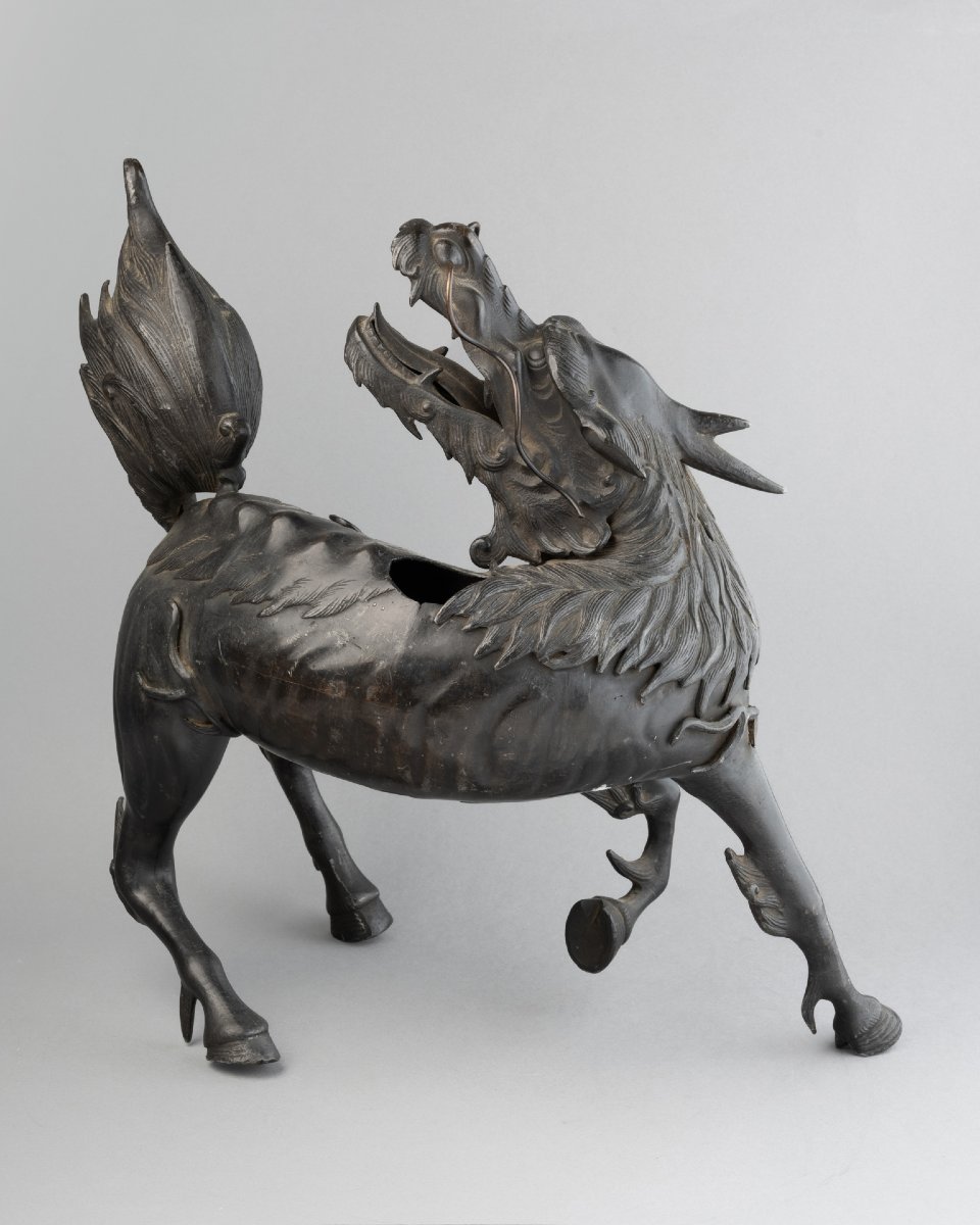 Incense Burner. Japanese Bronze Depicting A Large Kirin. Edo Period, Japan-photo-4
