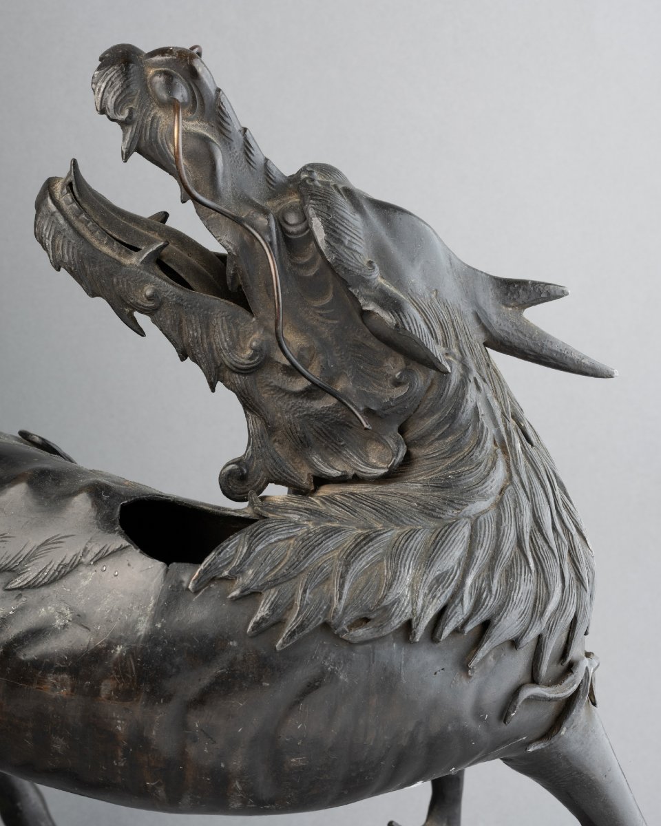 Incense Burner. Japanese Bronze Depicting A Large Kirin. Edo Period, Japan-photo-1