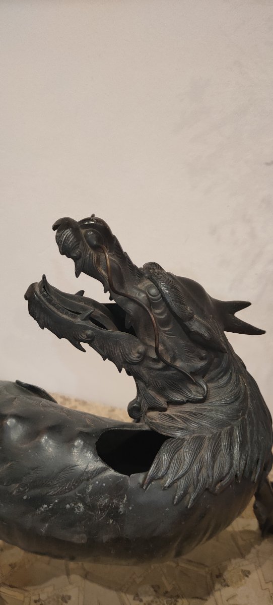 Incense Burner. Japanese Bronze Depicting A Large Kirin. Edo Period, Japan-photo-3