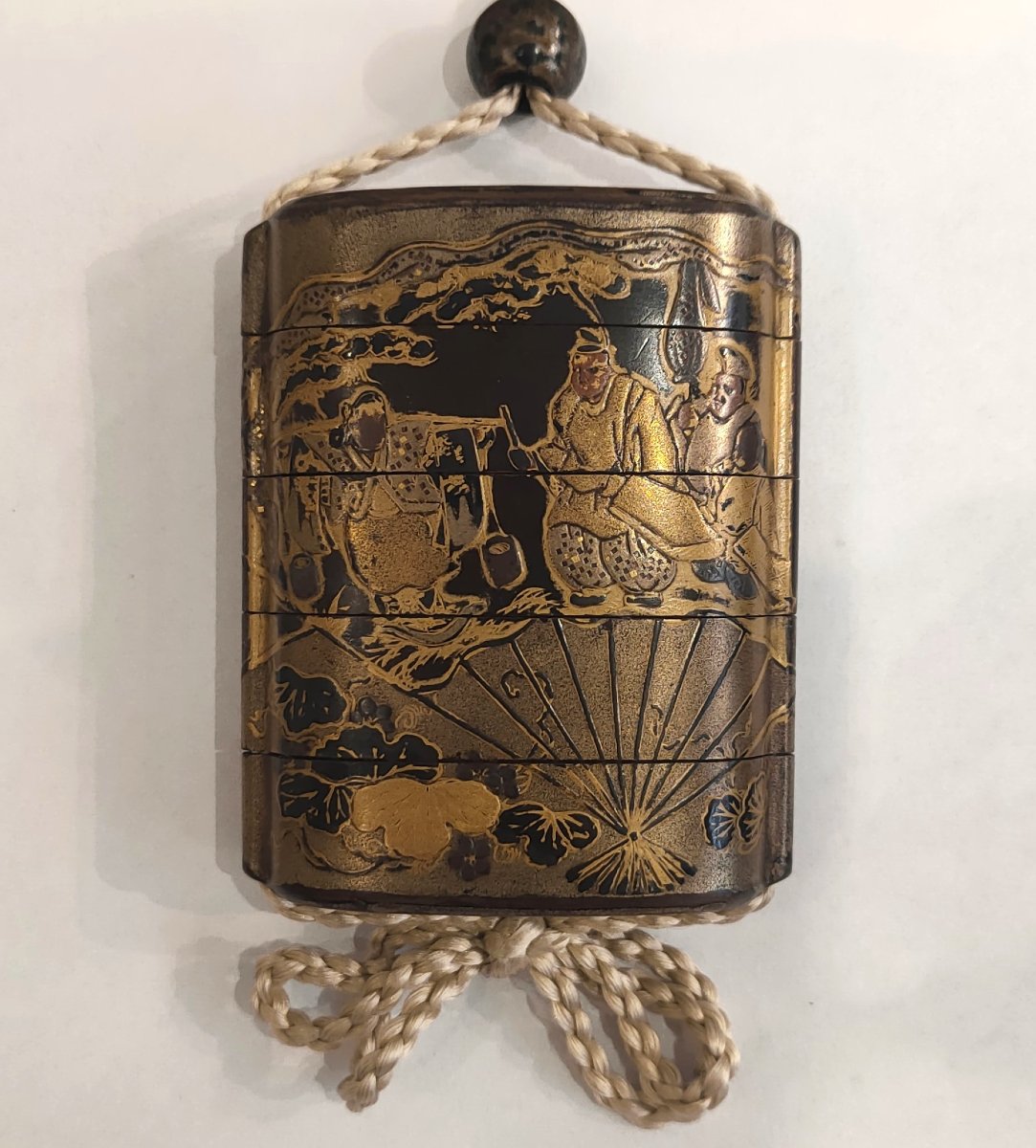 Inro – A Four-compartment Case Decorated With Fans And Figures. Edo Period, Japan