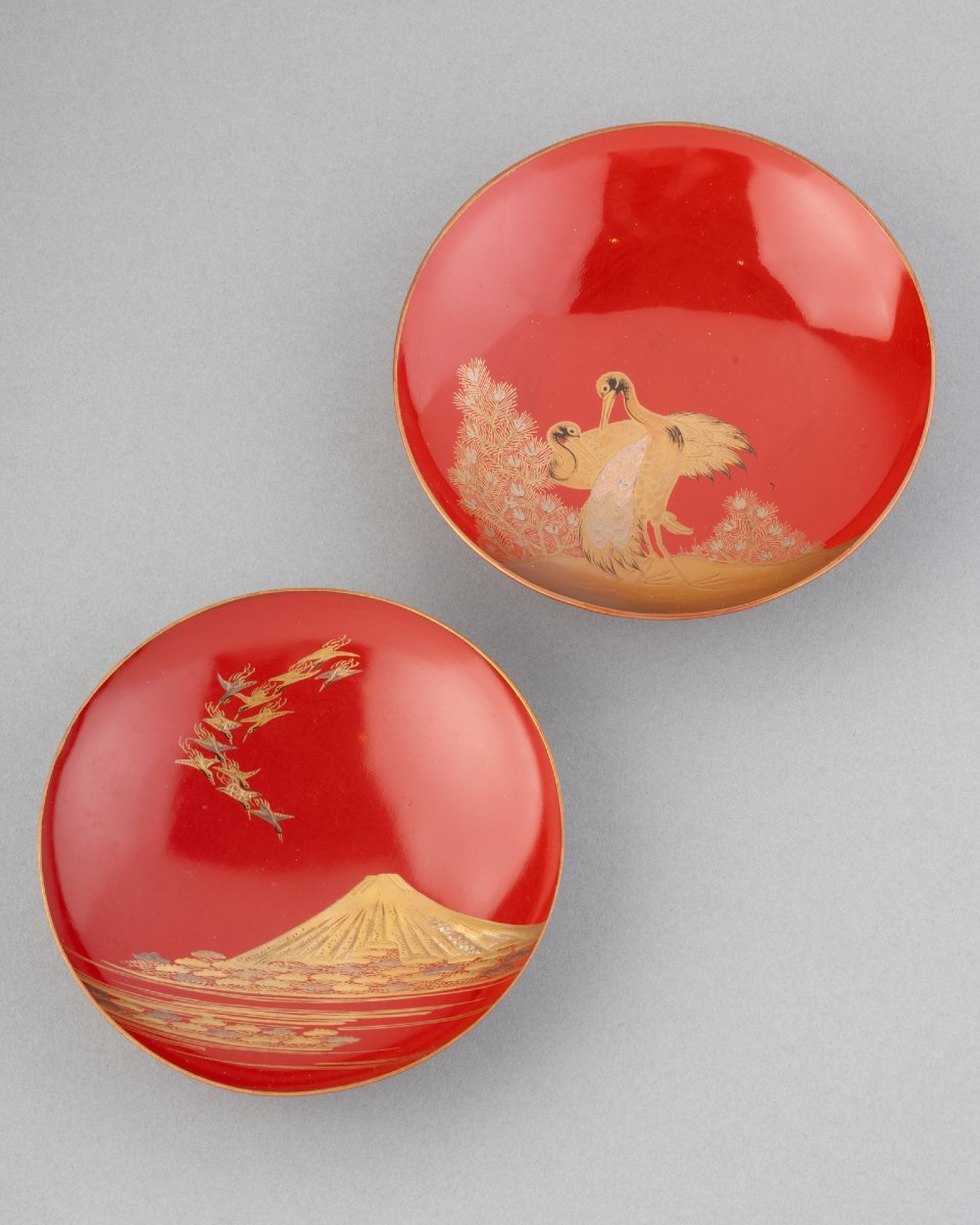 Meiji-era Japanese Lacquered Sake Cups