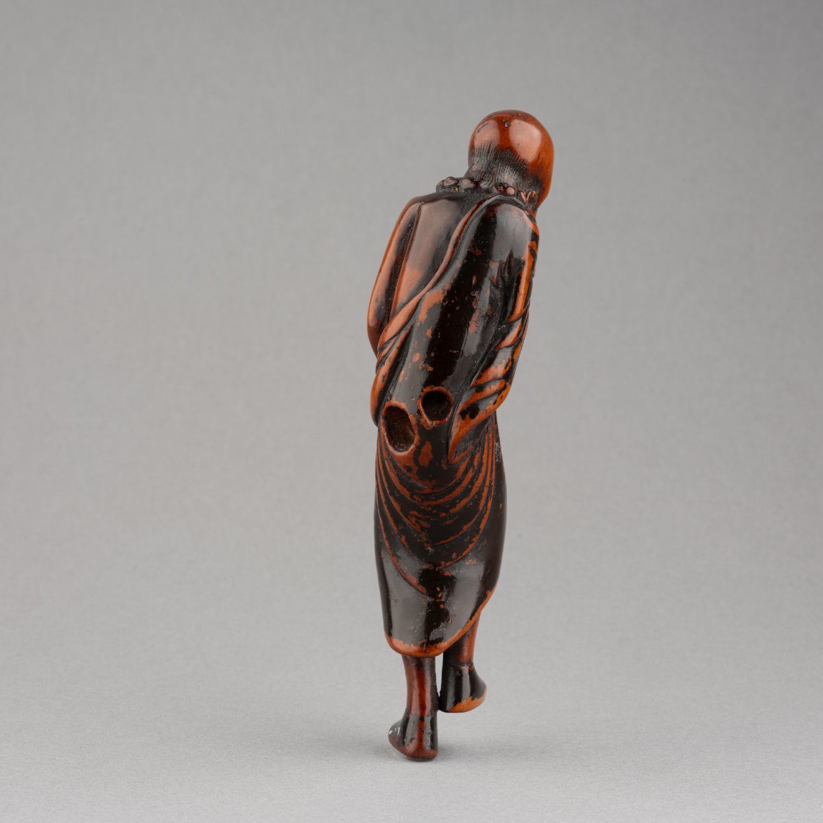 Netsuke - Tall And Rare Rakkan Figure, Standing. Edo Period, Japan-photo-2