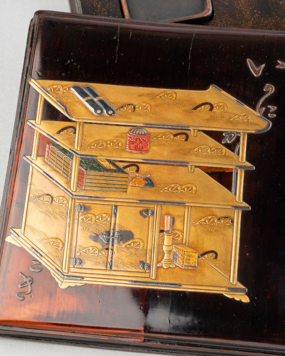 Japanese Lacquer Suzuribako, Edo Period. Shodana Gold Lacquer-photo-3