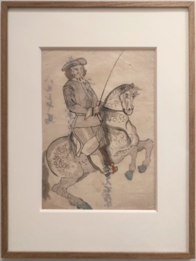 Dessin à l’encre sur papier - Cavalier hollandais. Japon 19e siècle Edo, Meiji-photo-2