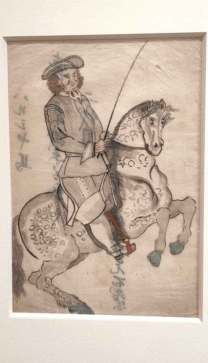 Dessin à l’encre sur papier - Cavalier hollandais. Japon 19e siècle Edo, Meiji-photo-3