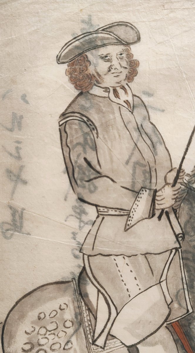 Dessin à l’encre sur papier - Cavalier hollandais. Japon 19e siècle Edo, Meiji-photo-2