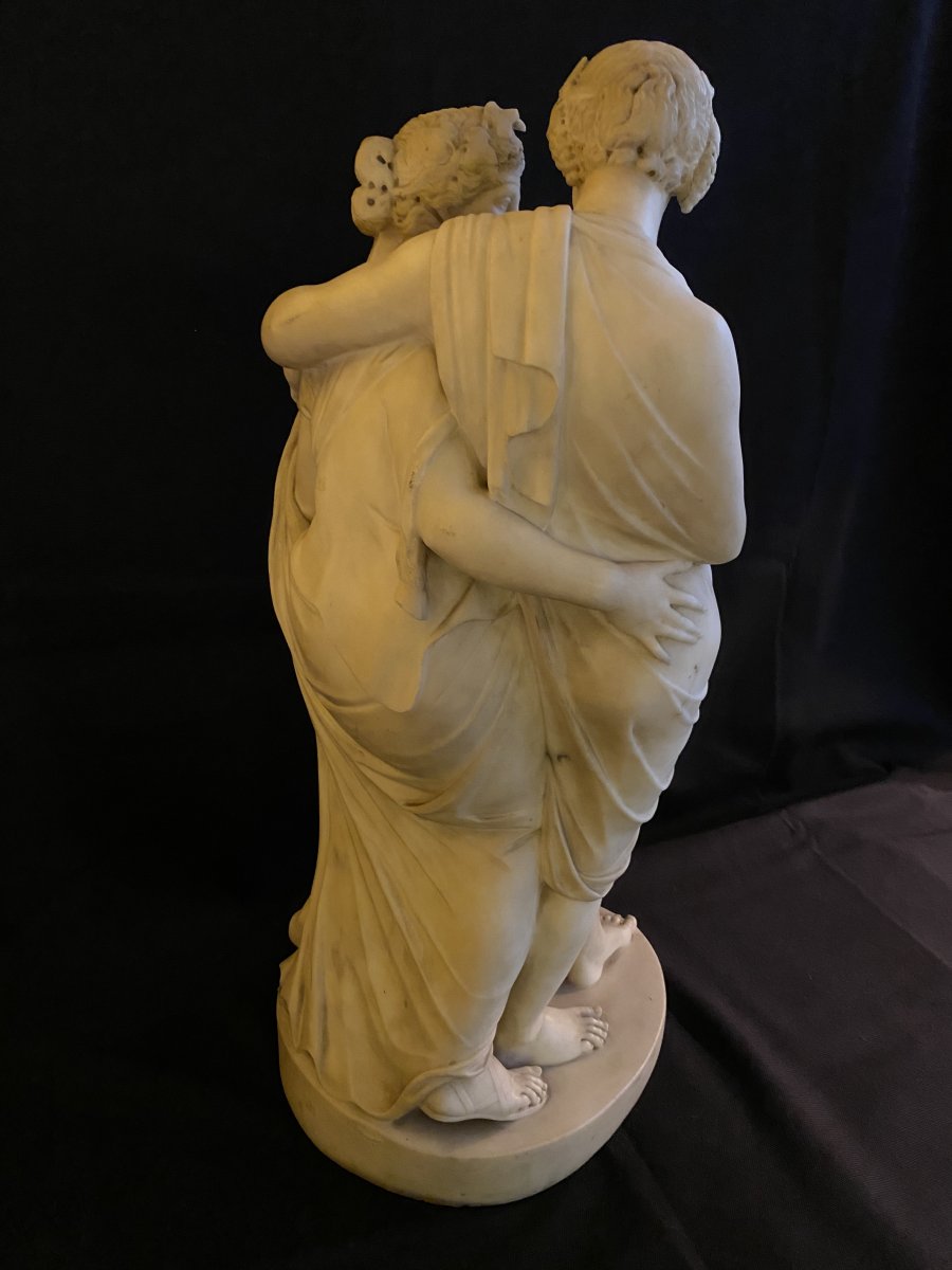 Sculpture En Marbre Représentant  Bacchus et Ariane-photo-1