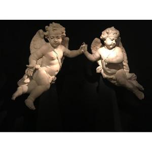 Pair Of Marble Cherubs