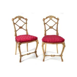 Pair Of Chairs In Golden Wood