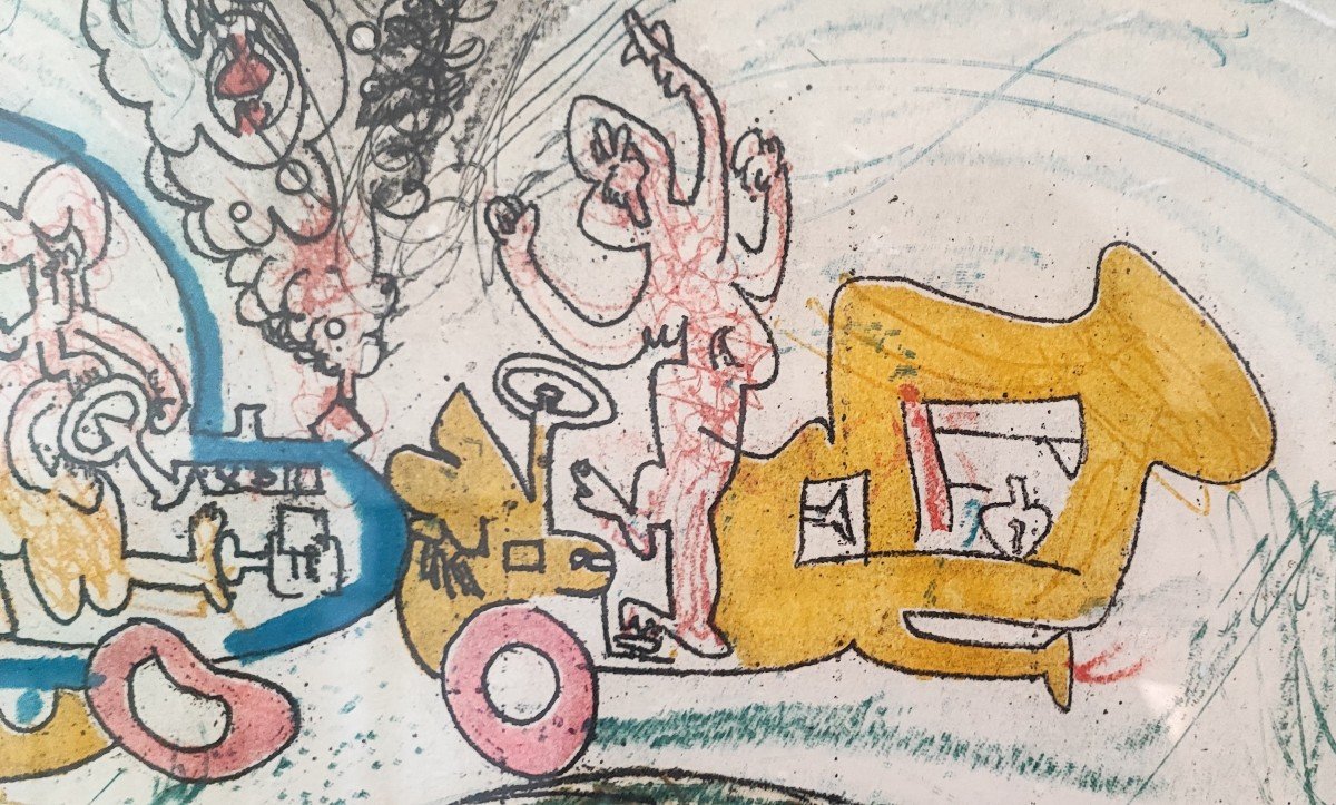 Roberto Matta Original Lithograph The Oh! Tomobiles 1972-photo-2