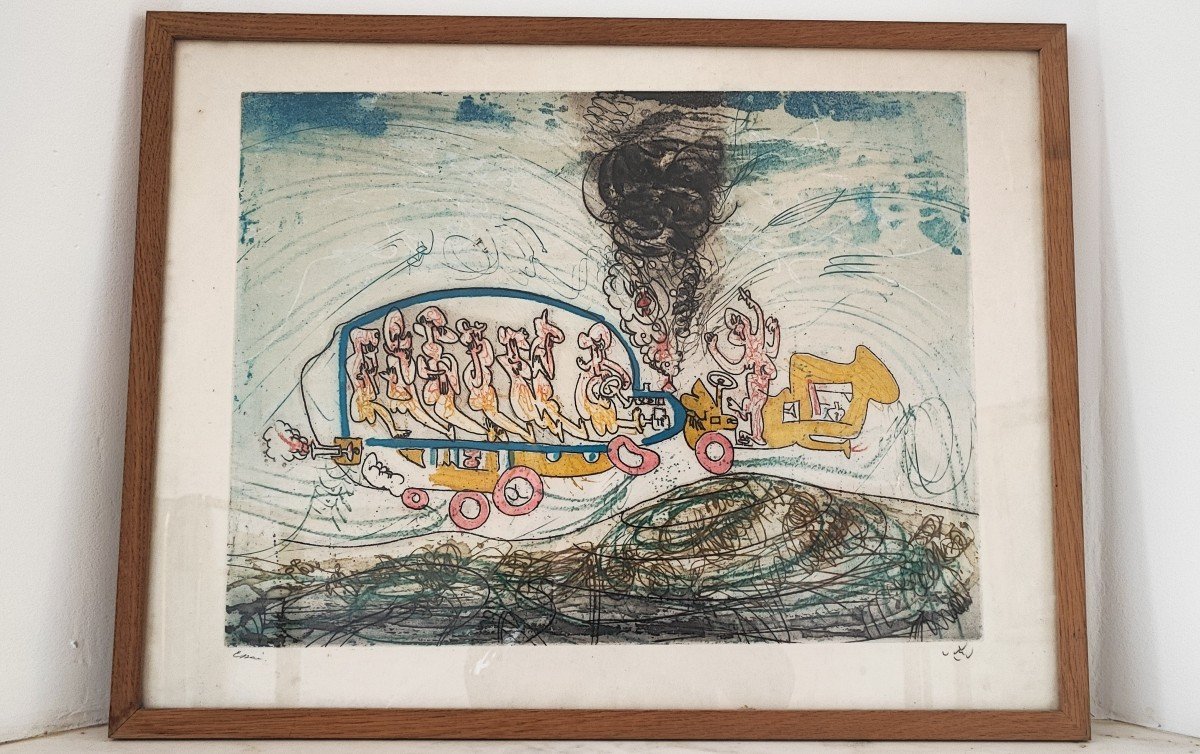 Roberto Matta Original Lithograph The Oh! Tomobiles 1972