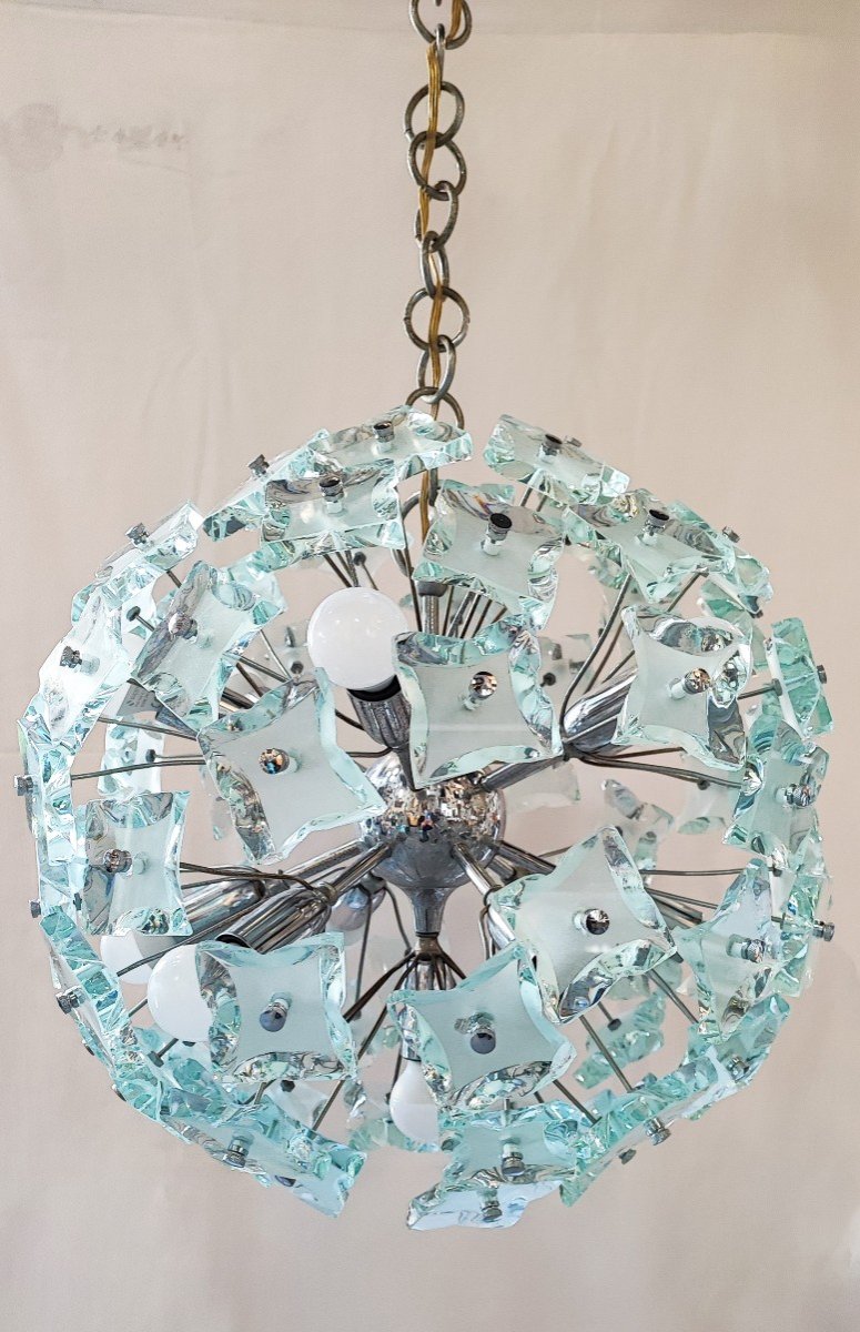 Sputnik Cut Glass Chandelier - Fontana Arte 1960-photo-3