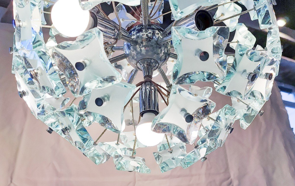 Sputnik Cut Glass Chandelier - Fontana Arte 1960-photo-4
