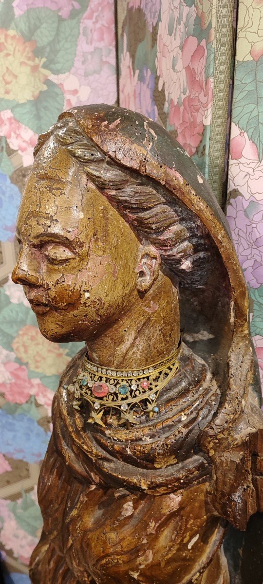 Vierge En Bois Sculpté -colonies Asie Sud Est - XVIIIeme-photo-3