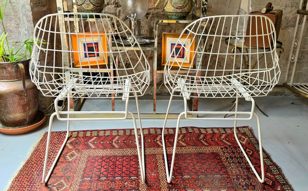 Pair Of Sm05 Wire Chairs By Cees Braakman For Pastoe, Denmark 1950-photo-4